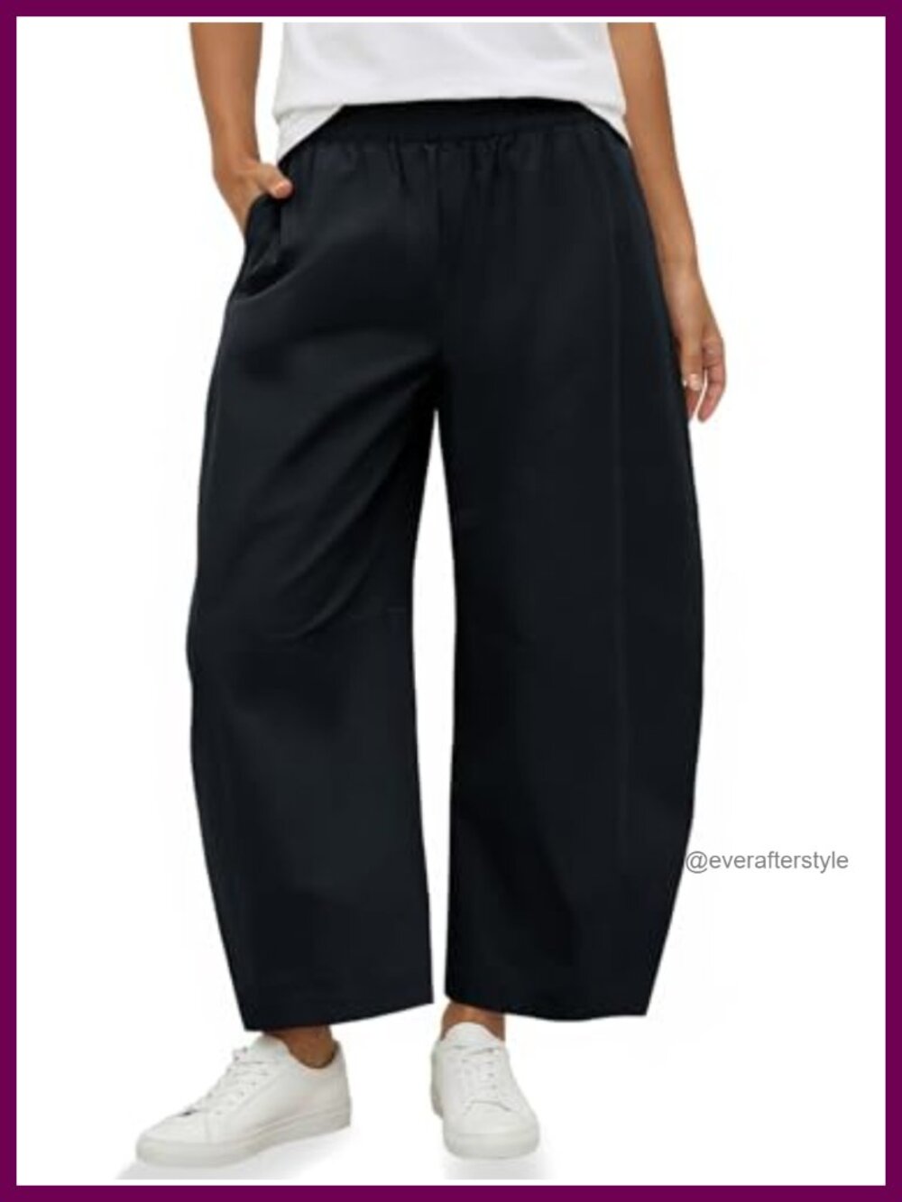 Womens Wide Leg Barrel Pants Cotton High Waisted Harem Trousers